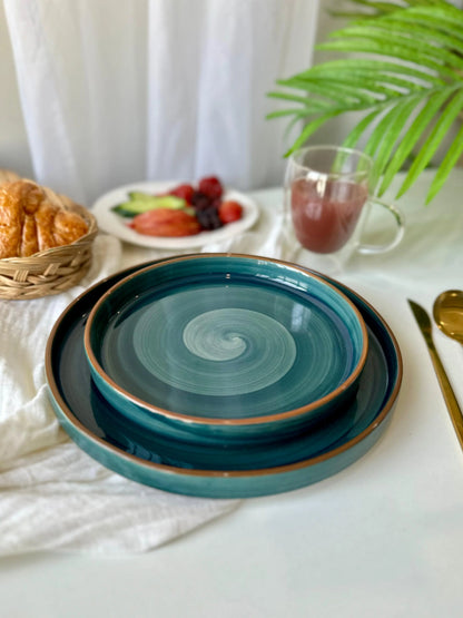 Teal Spiral Platter - The Home Palette -  - Platter