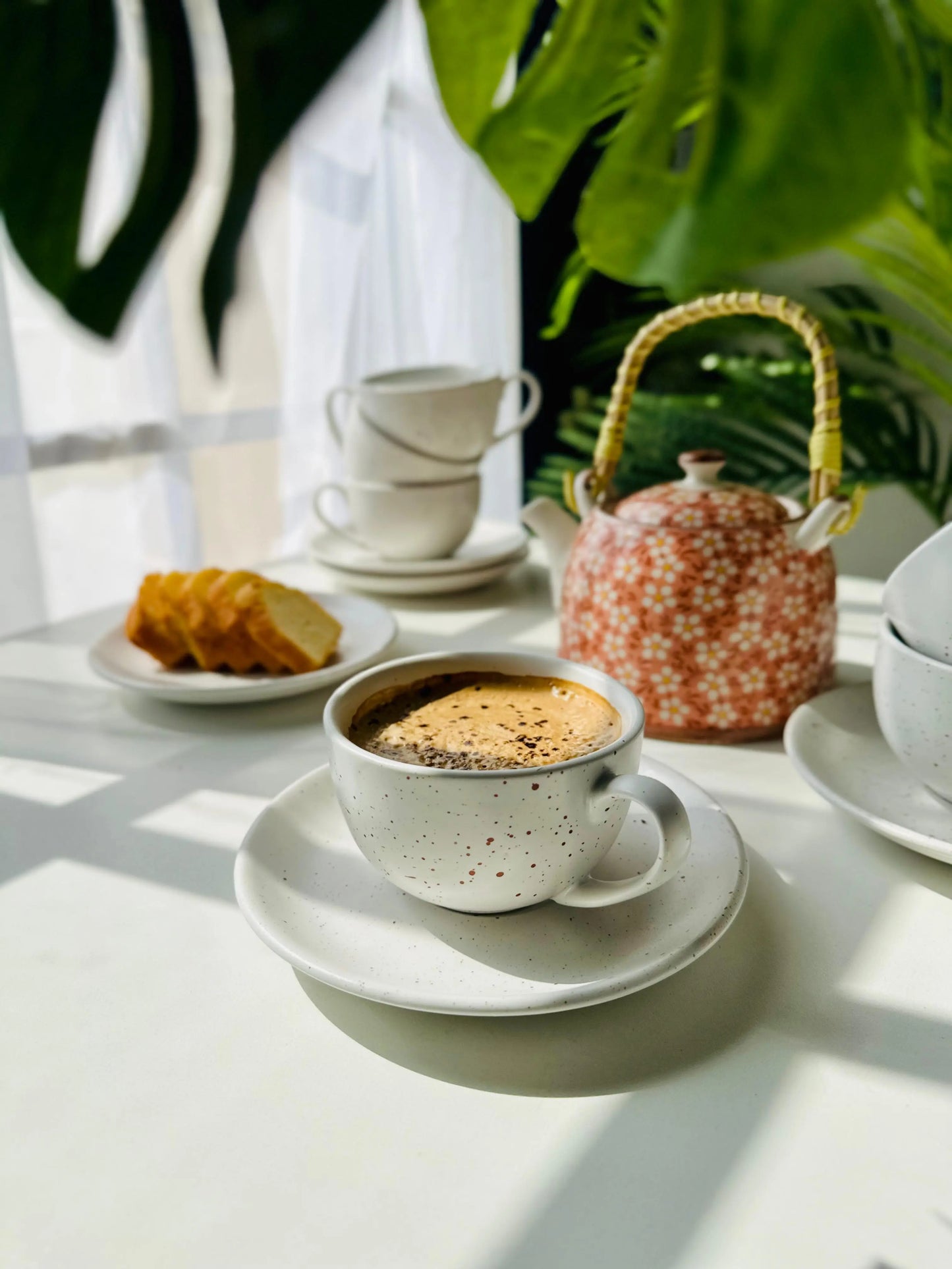Selin Cups with Saucers (Set of 6) - White Matte