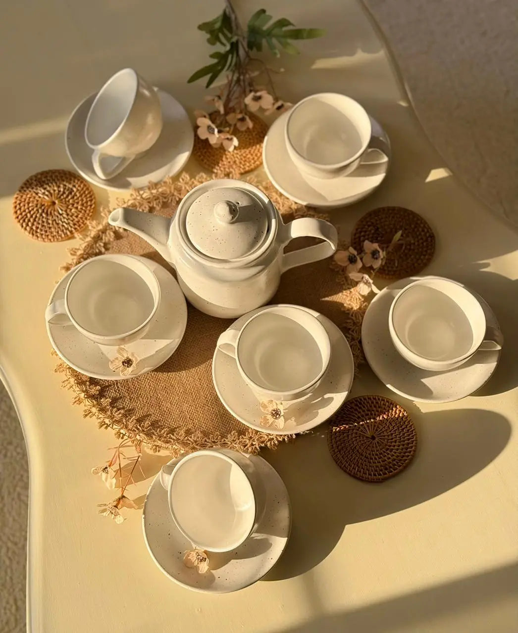Dune Tea Set - Ivory White