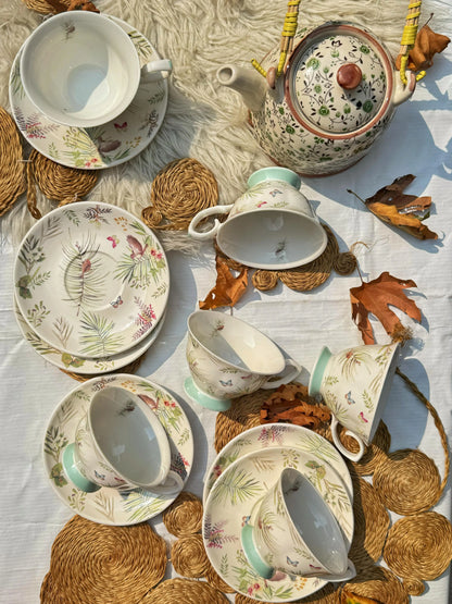 Boho Garden Tea Set – 6 Cups & Saucers + Gift Box