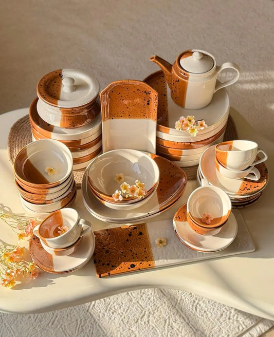 Burnt Maple Premium Dinner Set - 44 pcs
