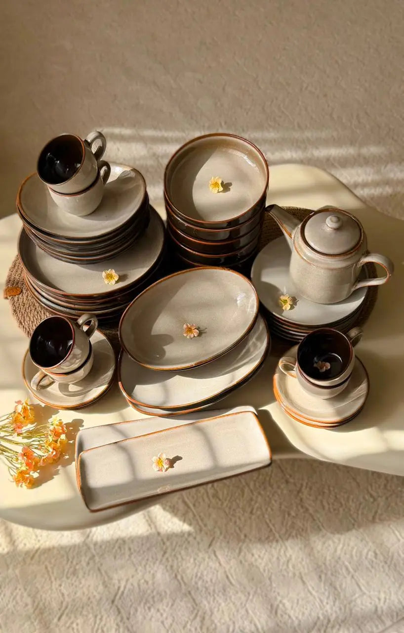 Reactive Cloud Grey Premium Dinner Set - 43 pcs