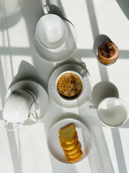 Selin Cups with Saucers (Set of 6) - White Matte