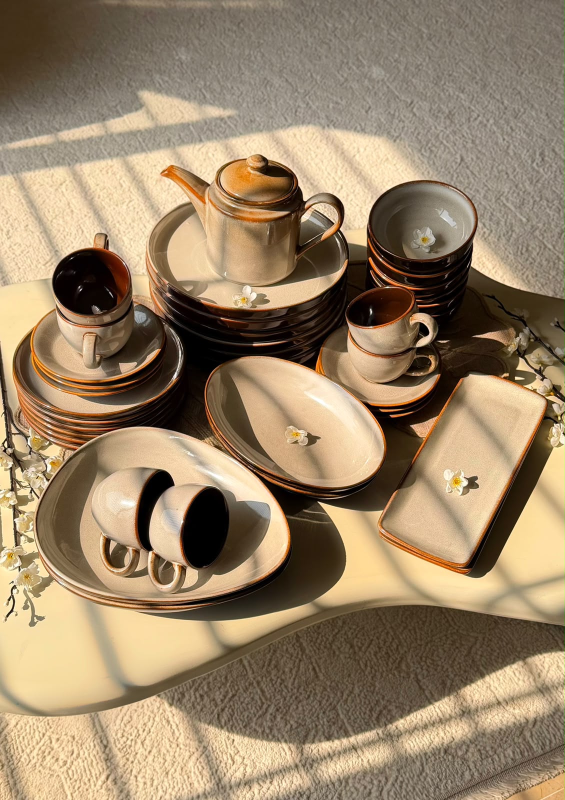 Reactive Cloud Grey Premium Dinner Set - 37 pcs